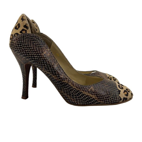 Spiegel Pumps Womens 10B Leopard Print Textured Leather Stiletto Cap Toe Heel - Picture 1 of 11